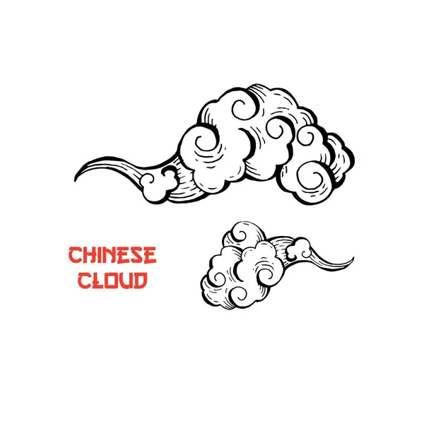 Chinese wolken en wind waait geïsoleerde illustratie — Stockvector