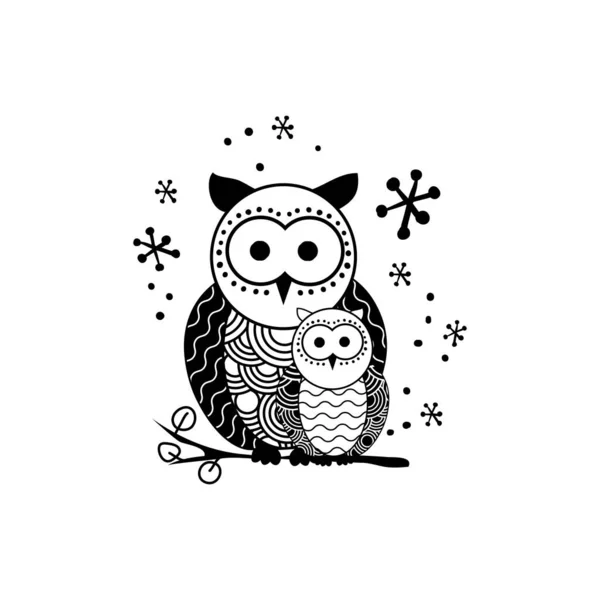 Decorative owl silhouette vector illustration — Stock Vector