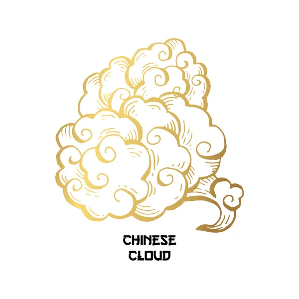 Chinesisches Gold Wolken und Wind weht vereinzelt Illustration — Stockvektor