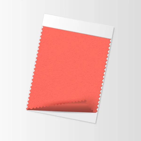 Muestra de tela, plantilla de muestra textil para tablero de humor de diseño de interiores con Living Coral 2019 Color del año. Paleta de colores de moda, pieza roja de tela . — Vector de stock