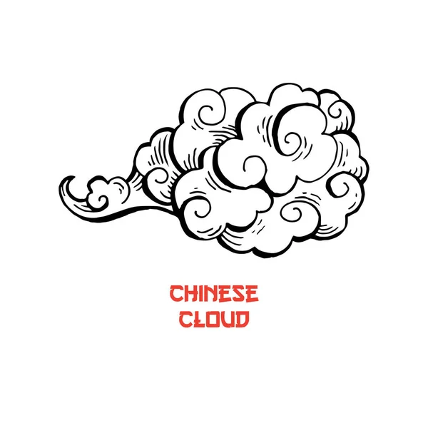 Nuvens chinesas e sopros de vento ilustração isolada — Vetor de Stock