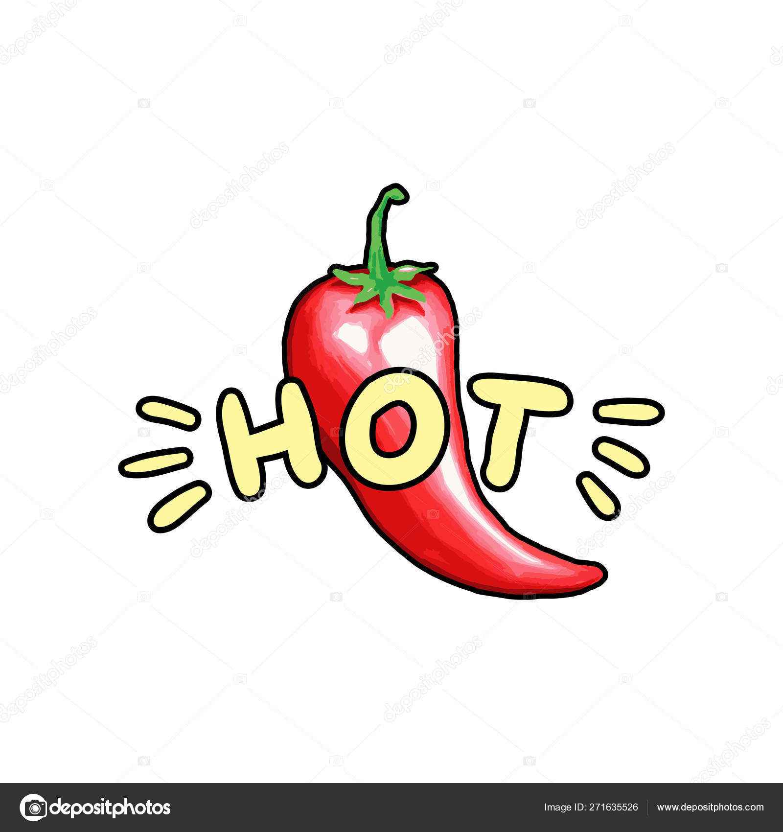 レッドホットチリペッパーハンド描画カラーイラスト ストックベクター C Ilonitta