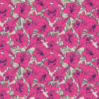 Amaryllis çiçek dikişsiz çiçek deseni