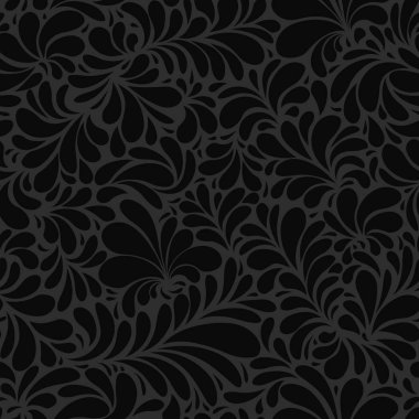 Damask Teardrop Black Ornament, seamless pattern clipart