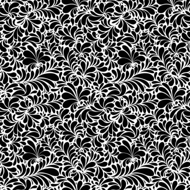 Damask Teardrop Siyah Süs, dikişsiz desen