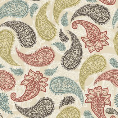Duvar kağıdı tasarımı için Klasik Yerli Paisleys Dikişsiz Desen