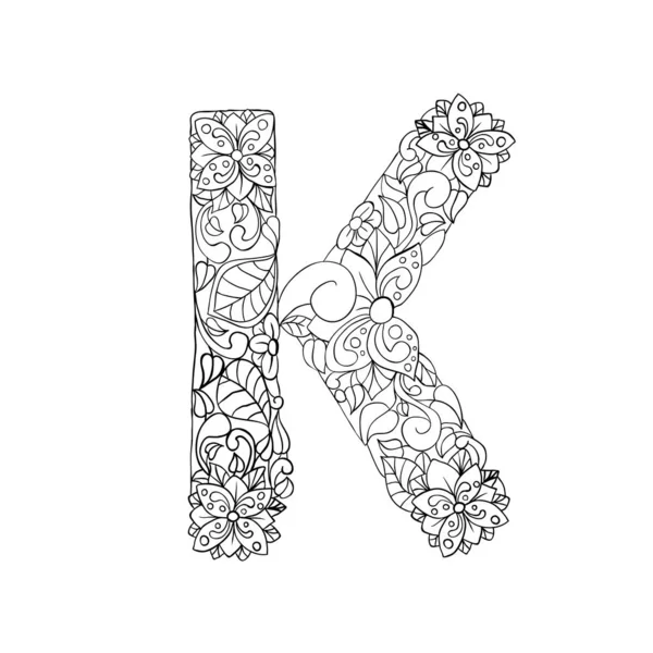 Çiçek K harfi vektör illüstrasyon — Stok Vektör