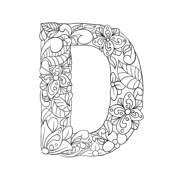 Floral ilustração do vetor da letra D — Vetor de Stock