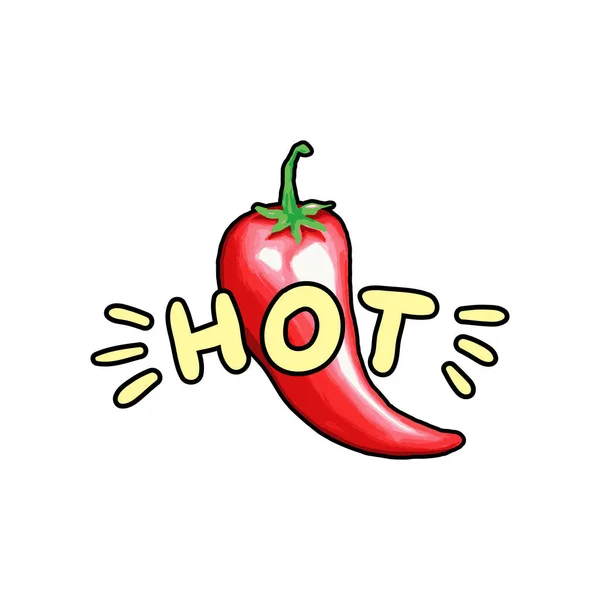 Kırmızı sıcak Chili Pepper el çizilmiş renk illüstrasyon — Stok Vektör