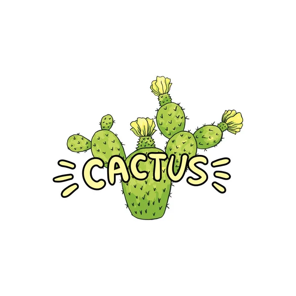 Cartas de cactus con letras verdes y pimiento rojo. Diseño de logotipo aislado — Vector de stock