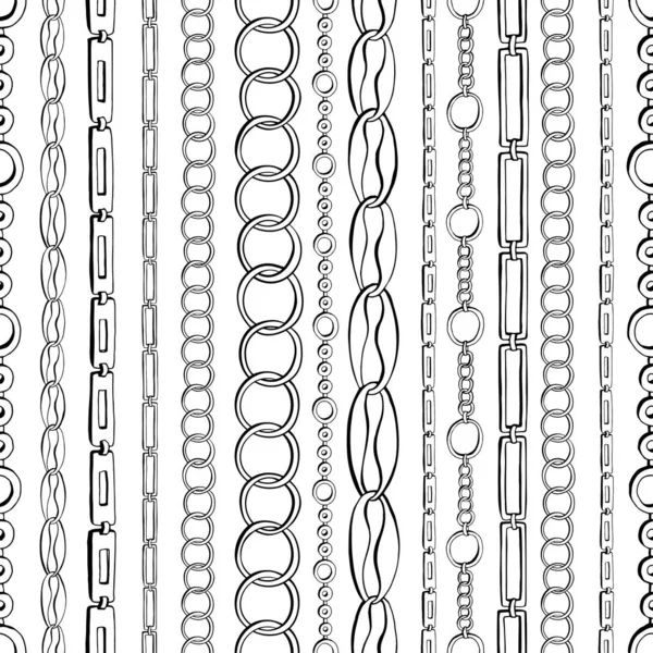 Fekete láncok tintatoll varrat nélküli minta tartalmaz vektoros ecsetek — Stock Vector