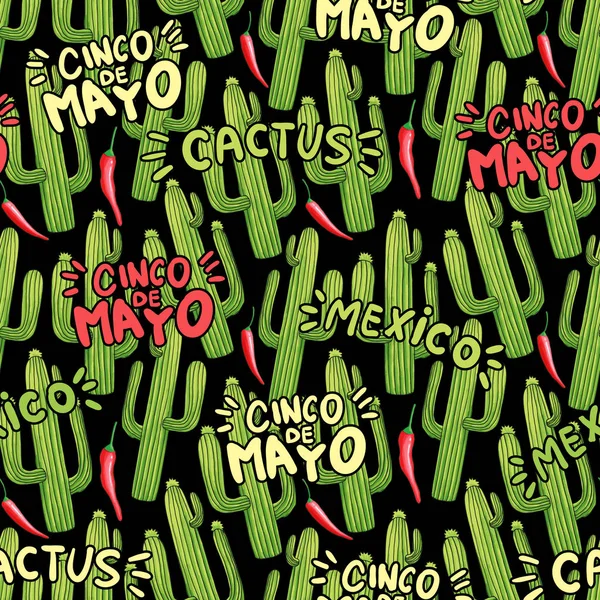 Zielony kaktusy Cartoon bezszwowe wzór — Wektor stockowy