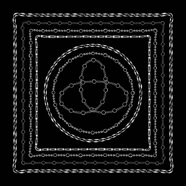 Αλυσίδες Bandanna τετράγωνο μετάξι κασκόλ πρότυπο — Διανυσματικό Αρχείο