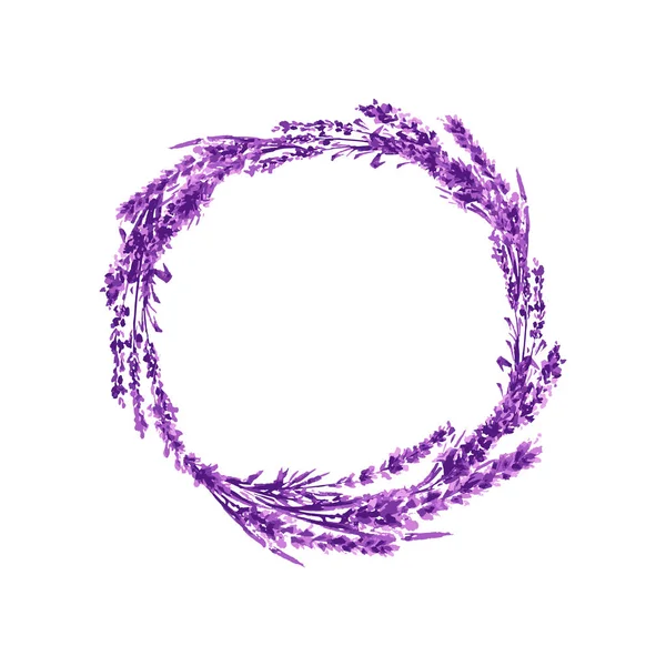 Lavendel Blumenkranz Aquarell Illustration — Stockvektor