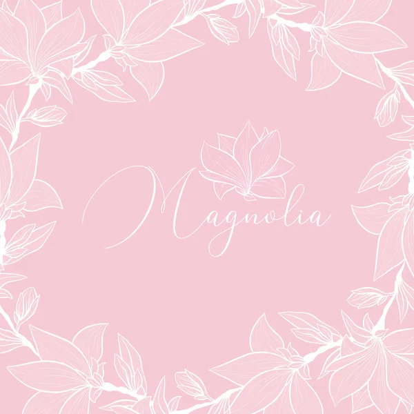 Magnolia bruiloft bloemen frame achtergrond — Stockvector