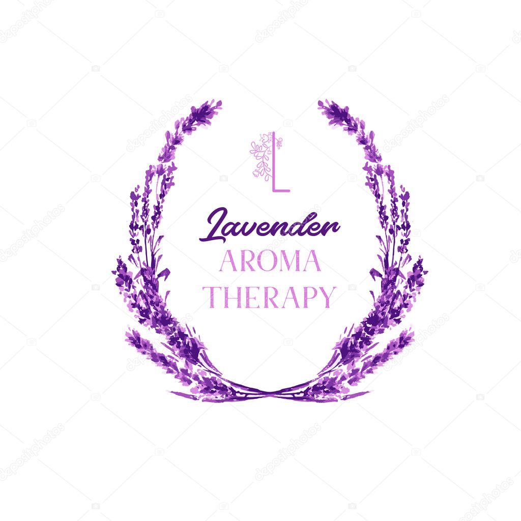 Watercolor or Aquarelle Paintings of Vector Lavender. Isolated Watercolour Stylixed Lavandula or Hand Drawn Tea Herbs Flower. Summer Blossom or Foliage of Garden Plant in Aquarelle. Provence Perfume.