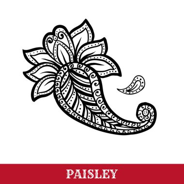 Paisley motifleri mürekkep kalem vektör izole illüstrasyon
