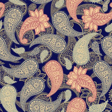 Duvar kağıdı tasarımı için Klasik Yerli Paisleys Dikişsiz Desen