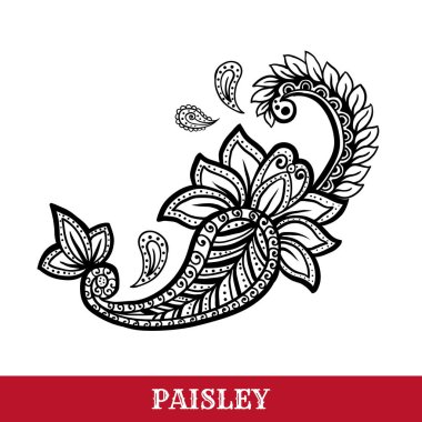 Paisley motifleri mürekkep kalem vektör izole illüstrasyon
