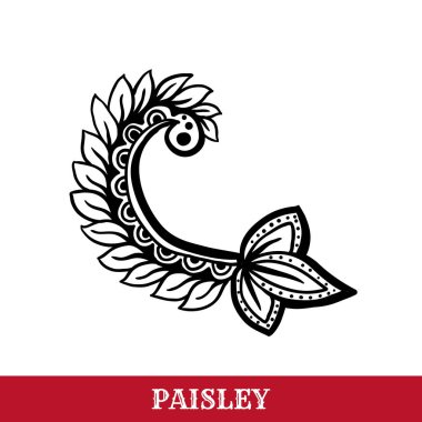 Paisley motifleri mürekkep kalem vektör izole illüstrasyon