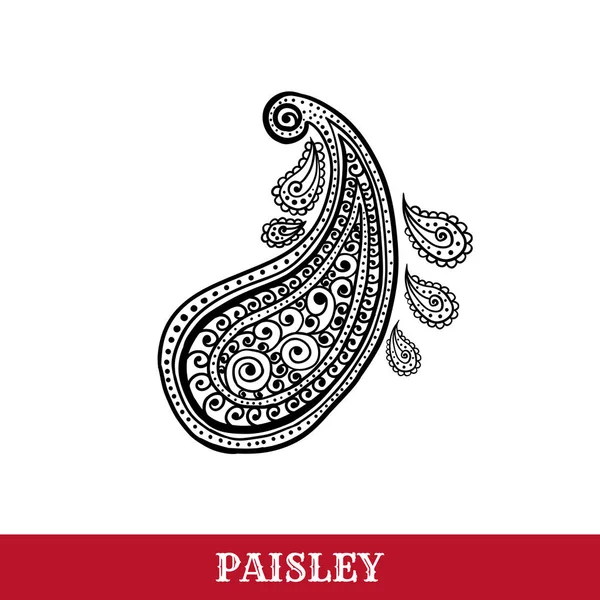 Paisley motifs ink pen vector isolated illustration — Stock Vector