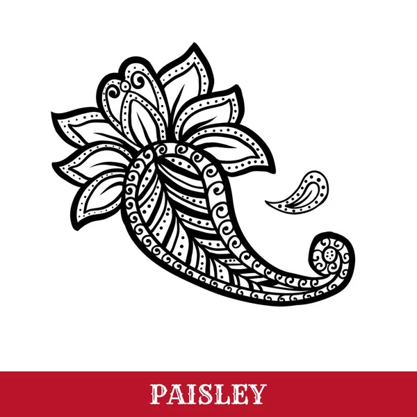 Illustrazione isolata del vettore penna inchiostro motivi Paisley — Vettoriale Stock