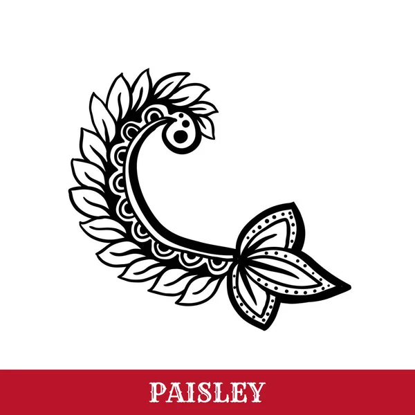 Paisley motivos tinta pluma vector ilustración aislada — Vector de stock