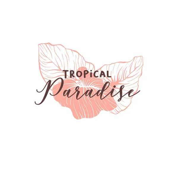 Modello di logotipo disegnato a mano paradiso tropicale — Vettoriale Stock