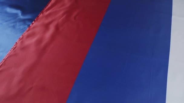 Plan Ralenti Drapeau Russe National Avec Des Rayures Rouges Bleues — Video