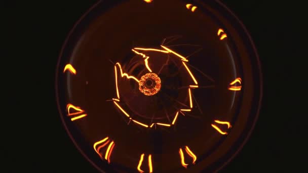 Top View Incandescent Light Bulb Turning Isolated Black — Stock Video