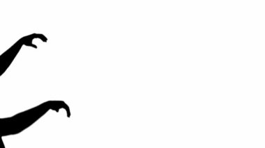 beyaz üzerinde izole eli zombi adam yürüyüş siluet