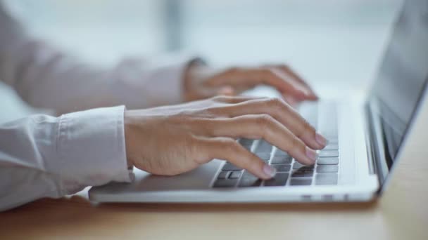 Partial View African American Businesswoman Typing Laptop Keyboard — Stock Video