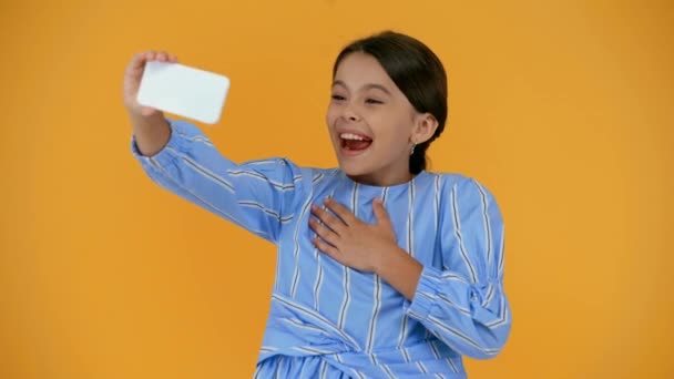 Happy Child Having Video Call Smartphone — Stock Video