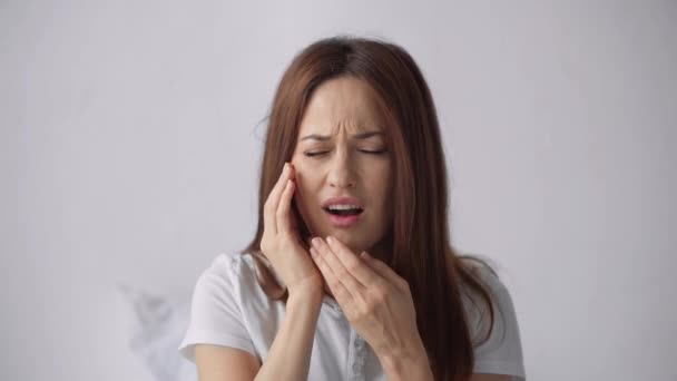 Güzel Bir Kadın Diş Ağrısı Acı — Stok video
