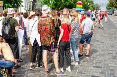 Kiev, Ukrayna - 23 Haziran 2019. Eşitlik Yürüyüşü. Lgbt yürüyüşü Kiev. Gay geçit töreni
