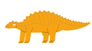 Dikenli eğlenceli otçul dinozor. Scelidosaurus beyaz arka planda izole edildi. Baskı için soyu tükenmiş tuhaf sürüngen tasarımı. Düz çizim. Stok vektör illüstrasyonu.