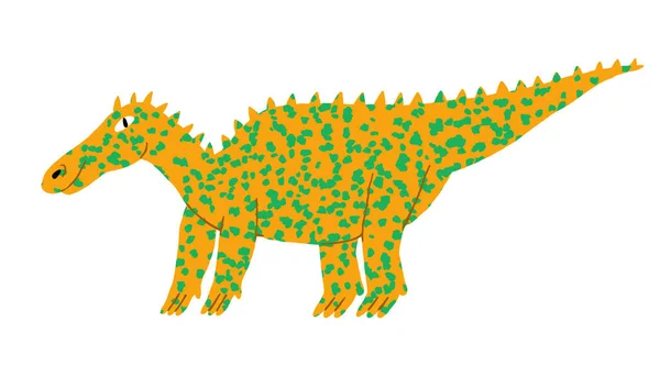 Gömlek, kupa, poster için güzel bir dinozor eli çizimi. Çivili dinozor kertenkelesi. Hadrosaurus beyaz arka planda izole edildi. Düz çizim. Nesli tükenmiş sürüngen. Stok vektör illüstrasyonu.