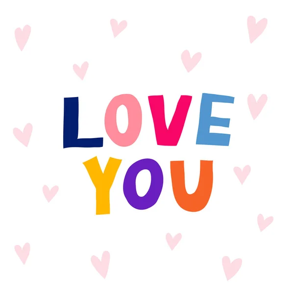 Aime Signe Isolé Sur Fond Blanc Lettres Multicolores Amusantes Message — Image vectorielle