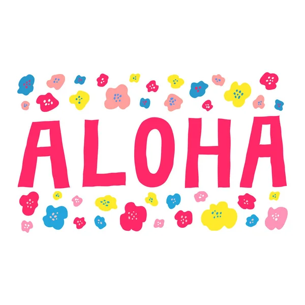 Aloha Wenskaart Hawaiiaanse Taal Leuk Ontwerp Voor Print Web Handgetekend — Stockvector