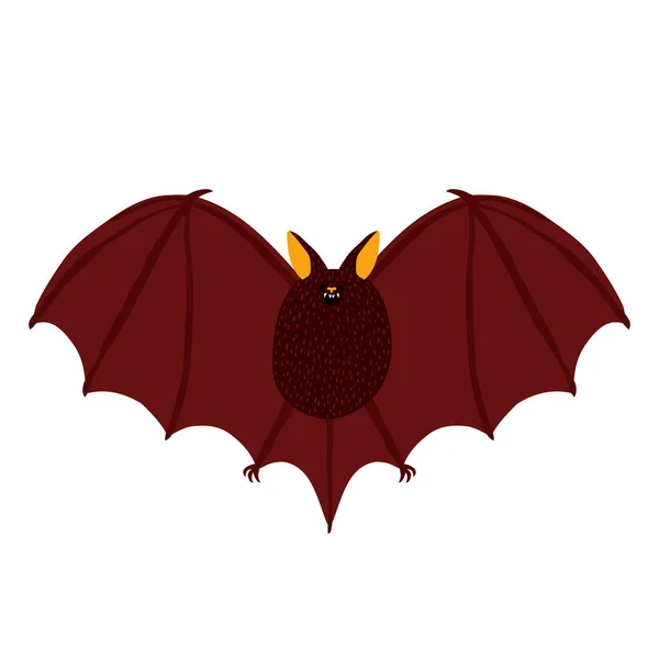 Scary Dark Bat Isolated White Background Creepy Night Animal Fangs — Stock Vector