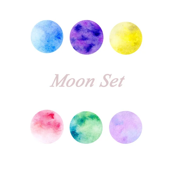 Suluboya moon set — Stok fotoğraf