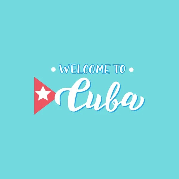 Bienvenidos a Cuba. Agencia de viajes cartel de moda. Impresión de ropa — Vector de stock