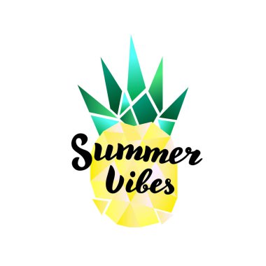 Yaz ananas metin titreşimleri. Tatil, plaj partisi, eğlenceli afiş. Modern harfler. Vektör eps 10.