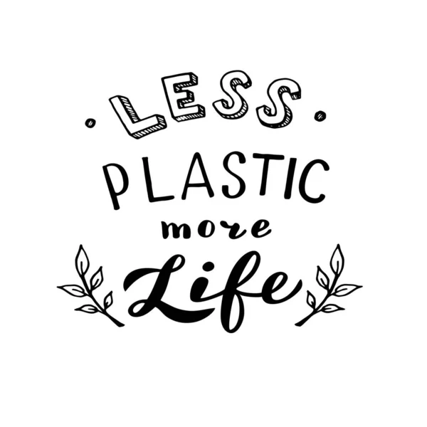 Vähemmän muovia enemmän elämää yksinkertainen juliste. Lopeta muovikonseptin käyttö — vektorikuva