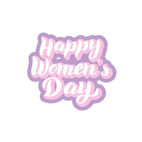 Happy Women's Day lettering sticker. Celebration typography design — Stock Vector