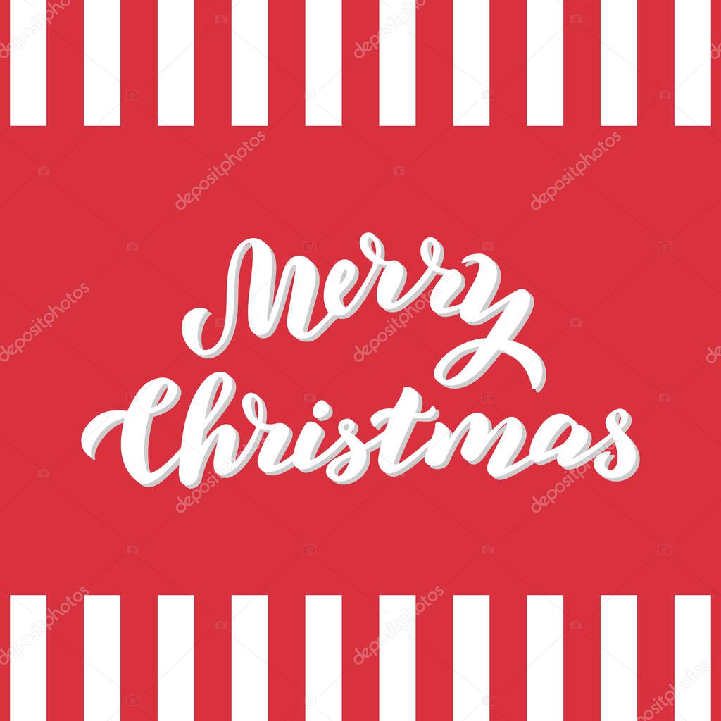 Merry Christmas typography card. Trendy lettering greeting text.