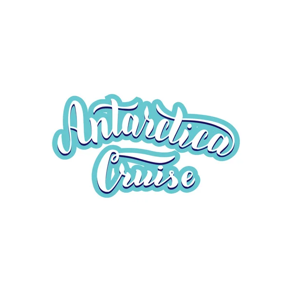 Logotipo do passeio de cruzeiro na Antártida. Texto de letras na moda. Rótulo da agência de viagens — Vetor de Stock