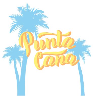 Punta Cana avuç içi ile gömlek baskı yazı. Trendy el yazısı metin
