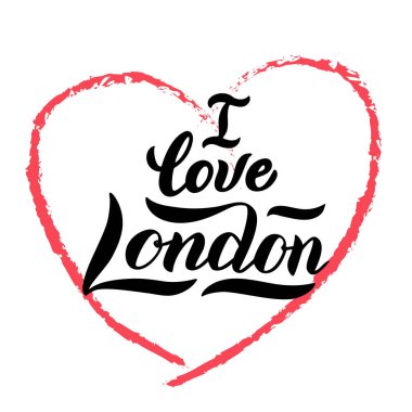 Londra tipografi baskıseviyorum. Kartpostal için trendy yazı tasarımı