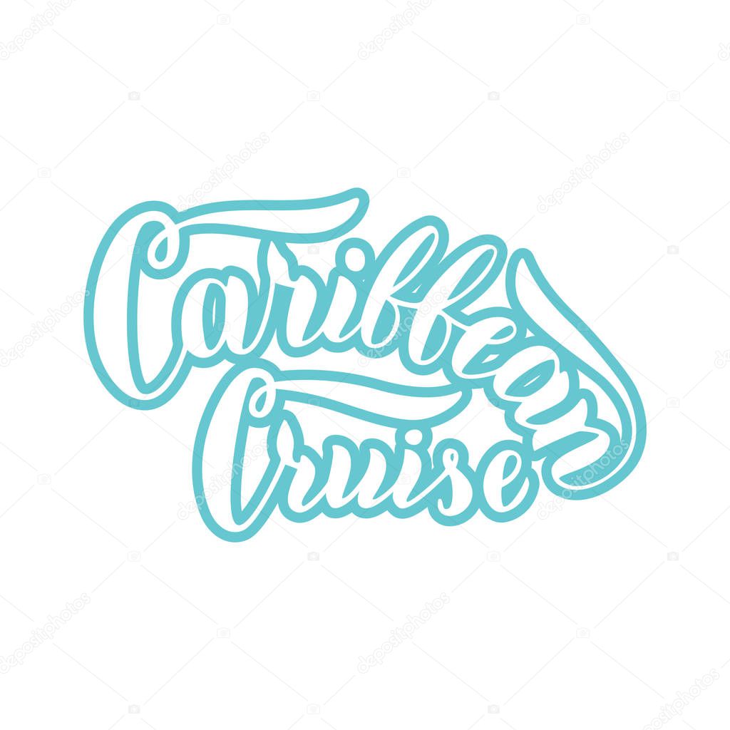 Caribbean cruise typography text. Modern lettering logo in blue.